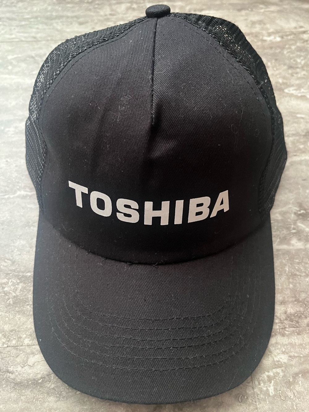 Toshiba Black Mesh Back Cap with White Interior Label
